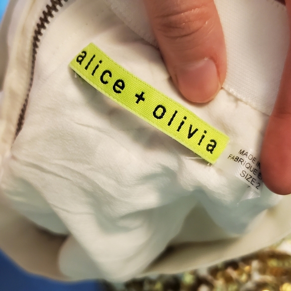 Alice + Olivia Gold Sequins Ivory Silk Mini Skirt - Picture 7 of 10